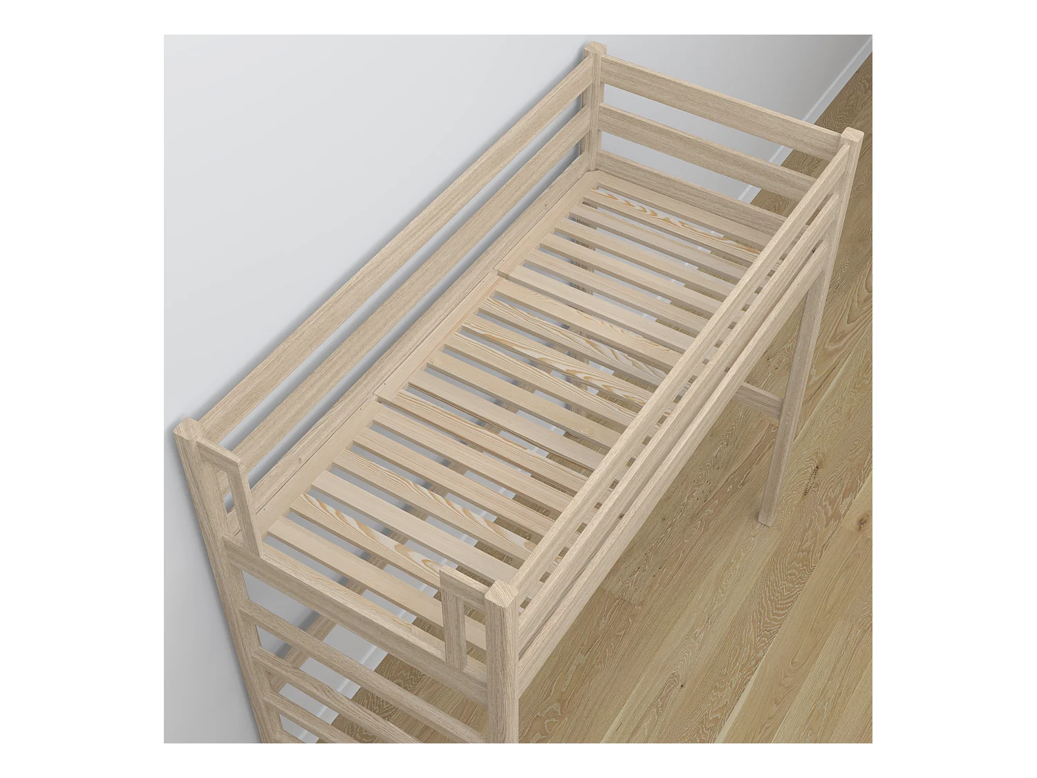 Lit mezzanine en chêne - avec bureau N01 Chêne Blanchi 120x180