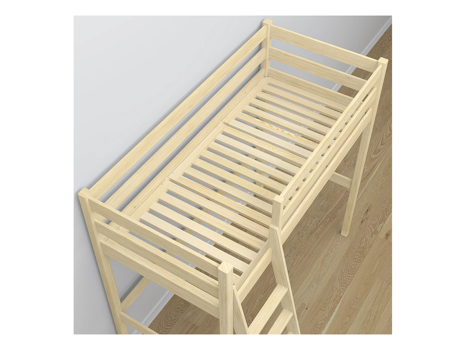 Lit mezzanine en bois - avec bureau N03 Pin Clair 90x180