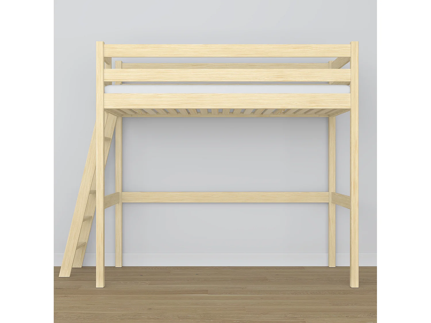 Lit mezzanine en bois N02 Pin Clair 80x180