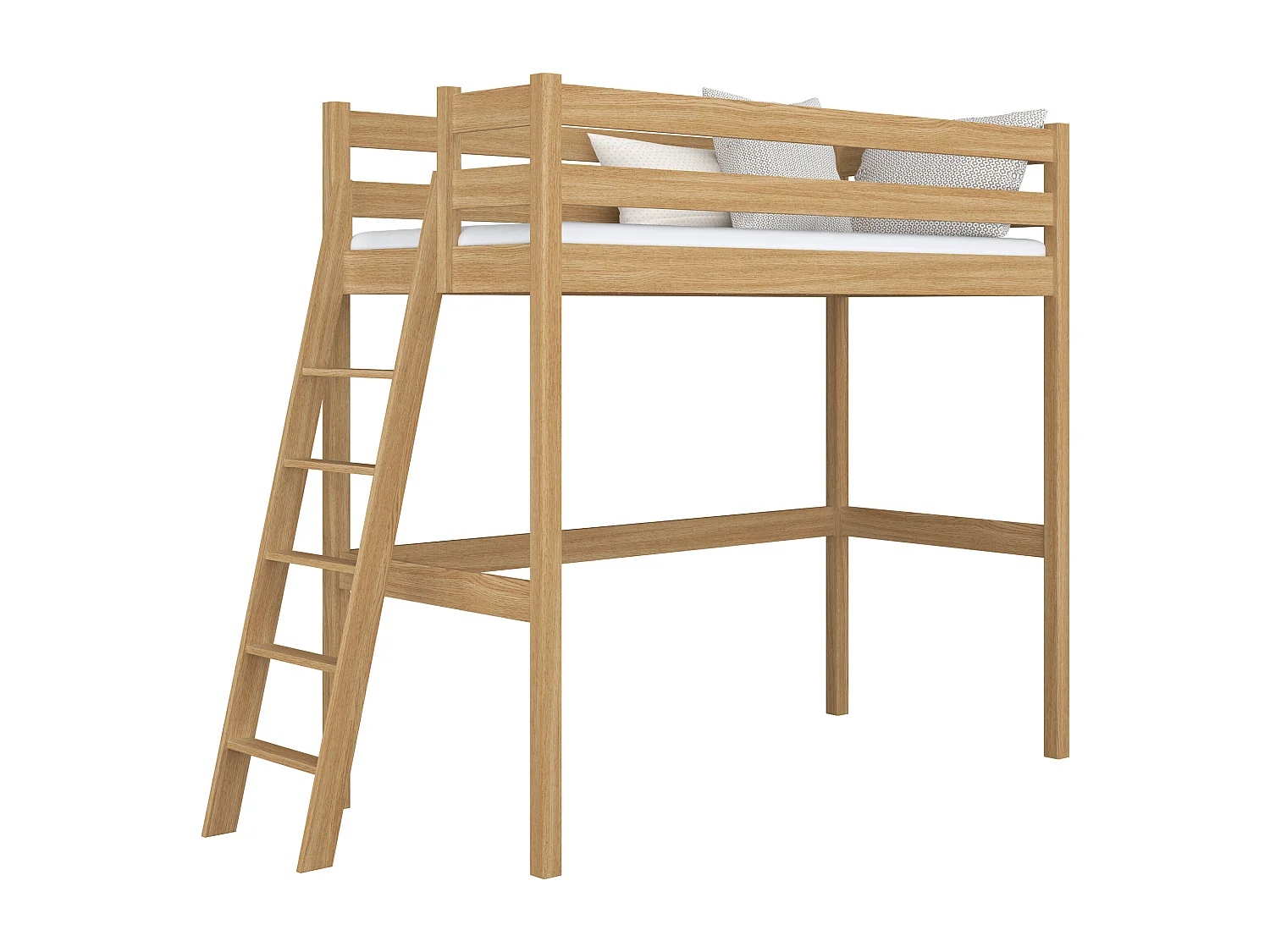 Lit mezzanine en chêne N02 Chêne Naturel 120x200