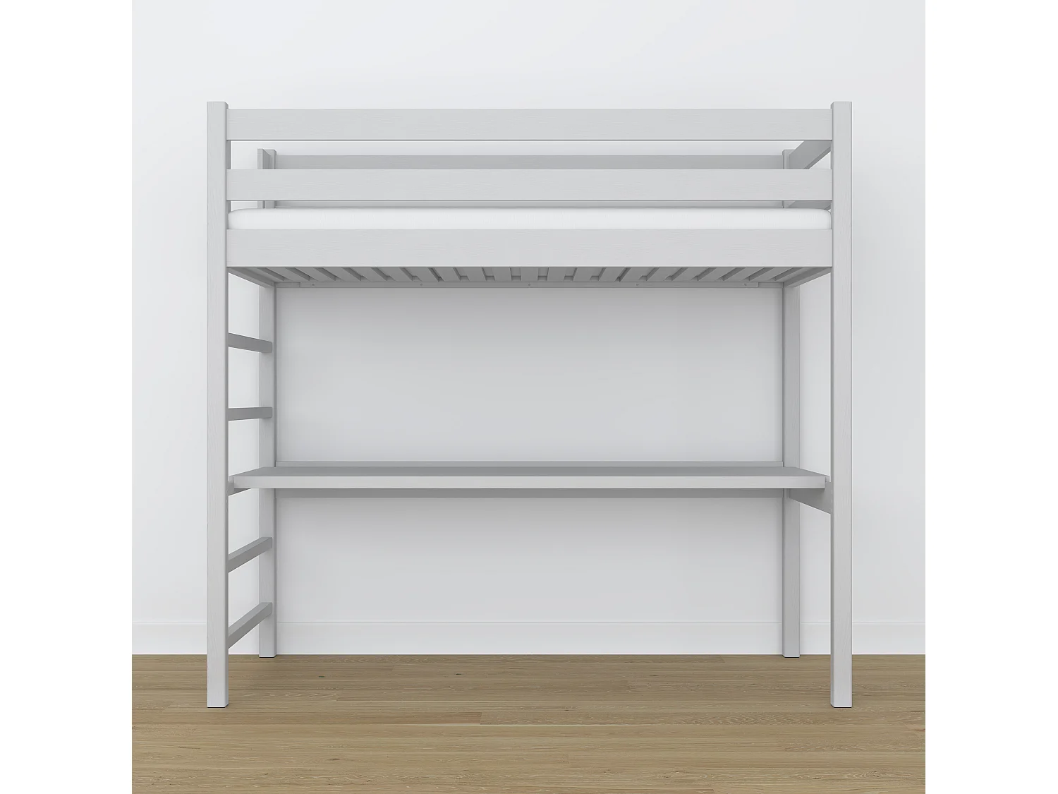 Lit mezzanine en bois - avec bureau N01 Gris 100x190