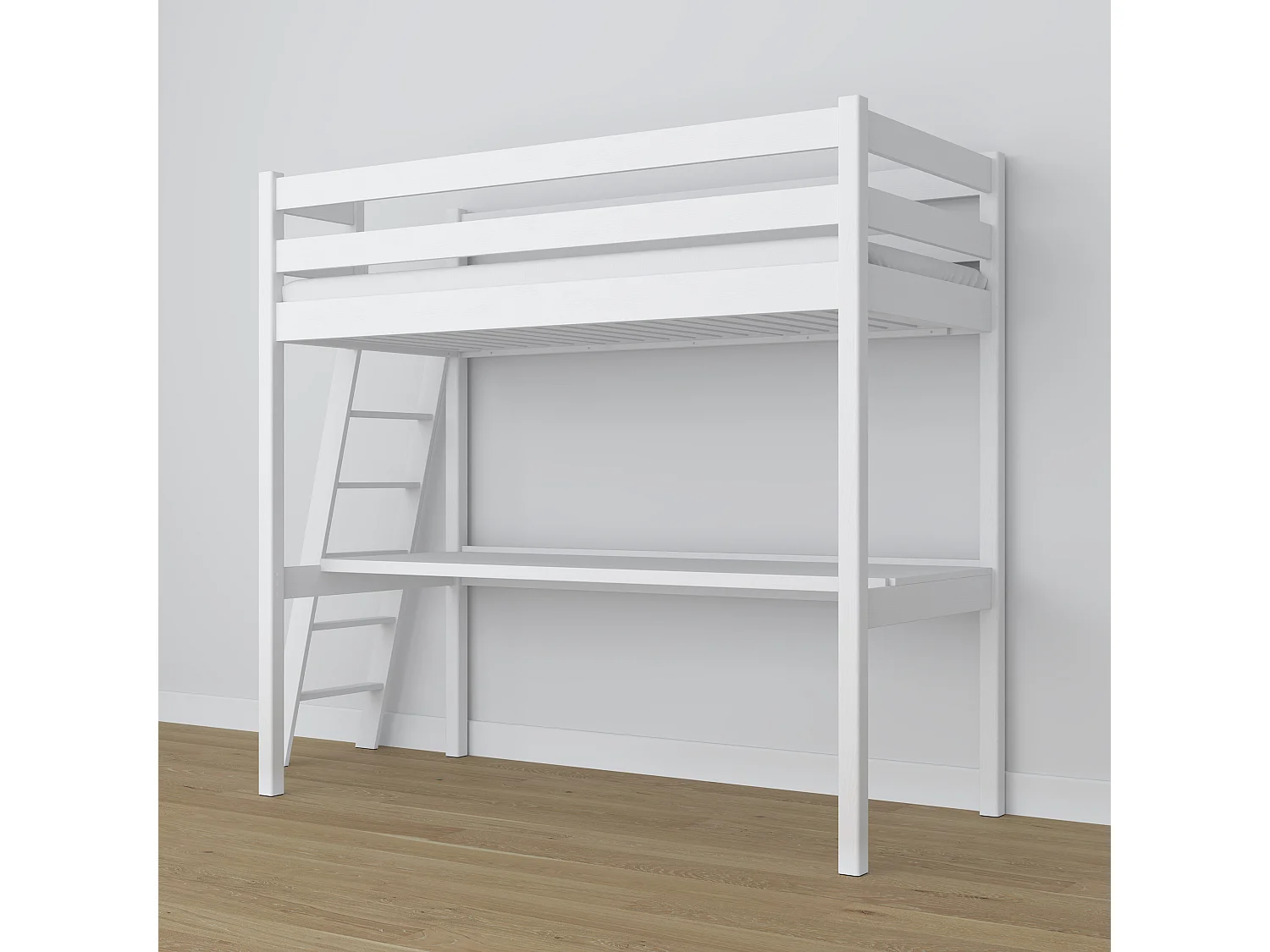 HOCHBETT N02 mit Schreibtisch Weiß 100x190