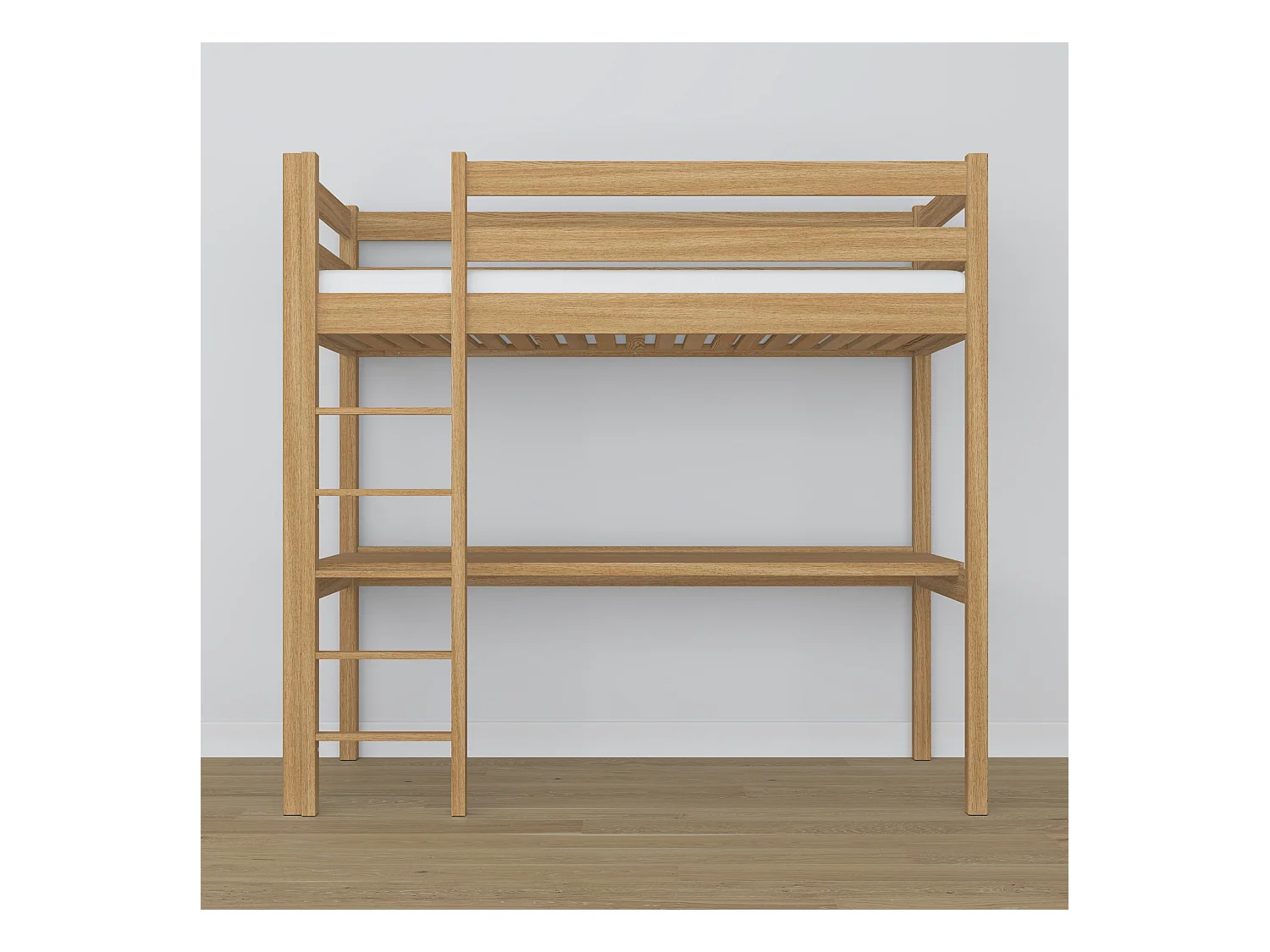 Lit mezzanine en chêne - avec bureau N05 Chêne Naturel 100x200