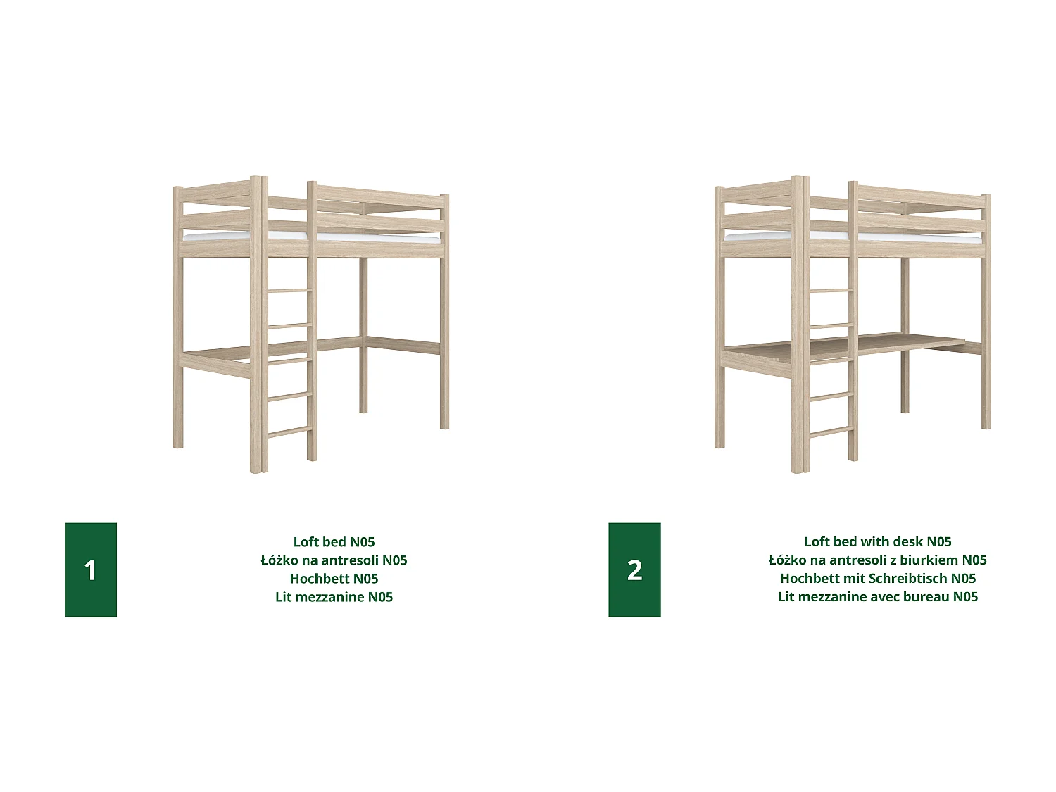 HOCHBETT N05 Sonoma Eiche 80x200