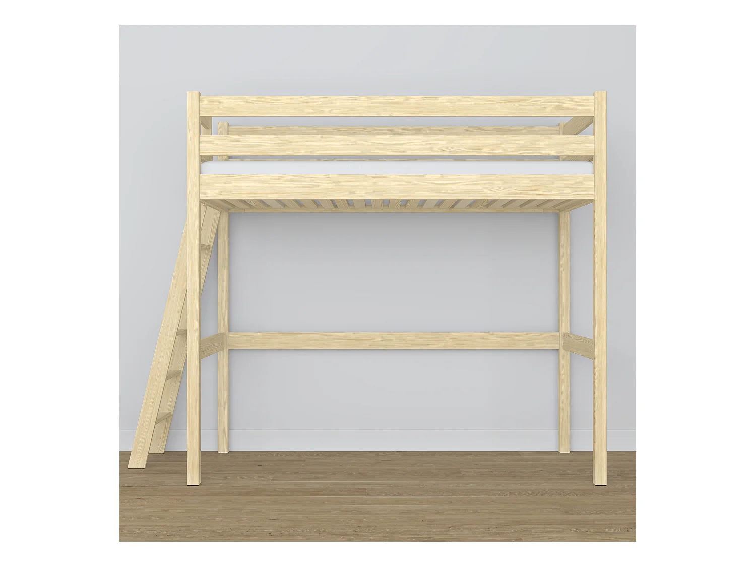 Lit mezzanine en bois N02 Pin Clair 90x190