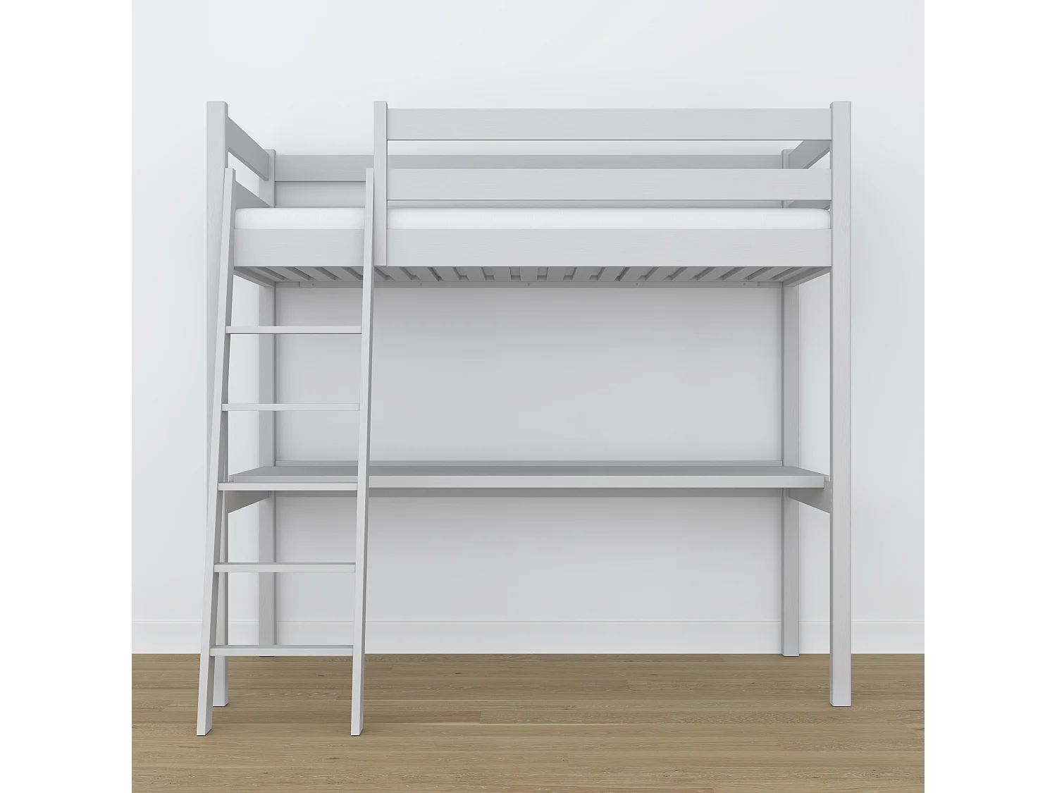 Lit mezzanine en bois - avec bureau N03 Gris 100x180