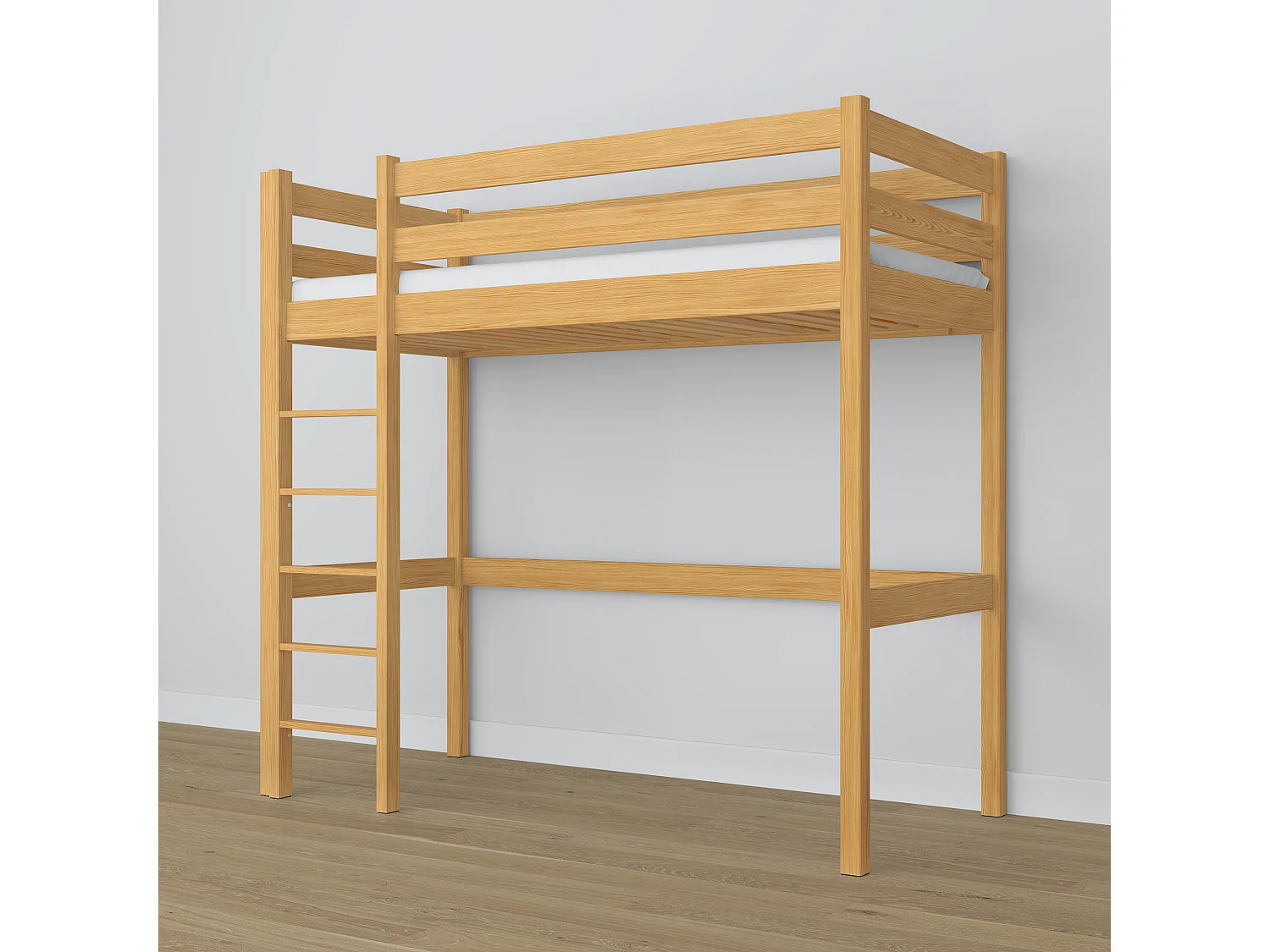 Lit mezzanine en bois N05 Pin Naturel 120x190