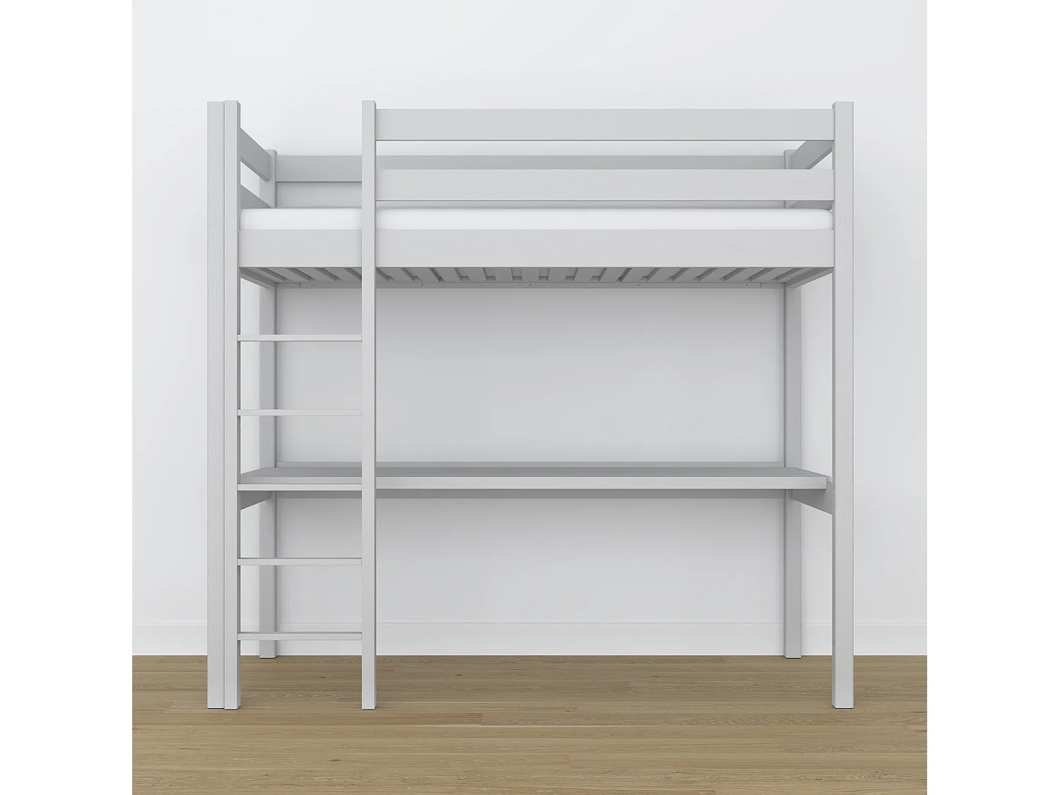 Lit mezzanine en bois - avec bureau N05 Gris 90x180