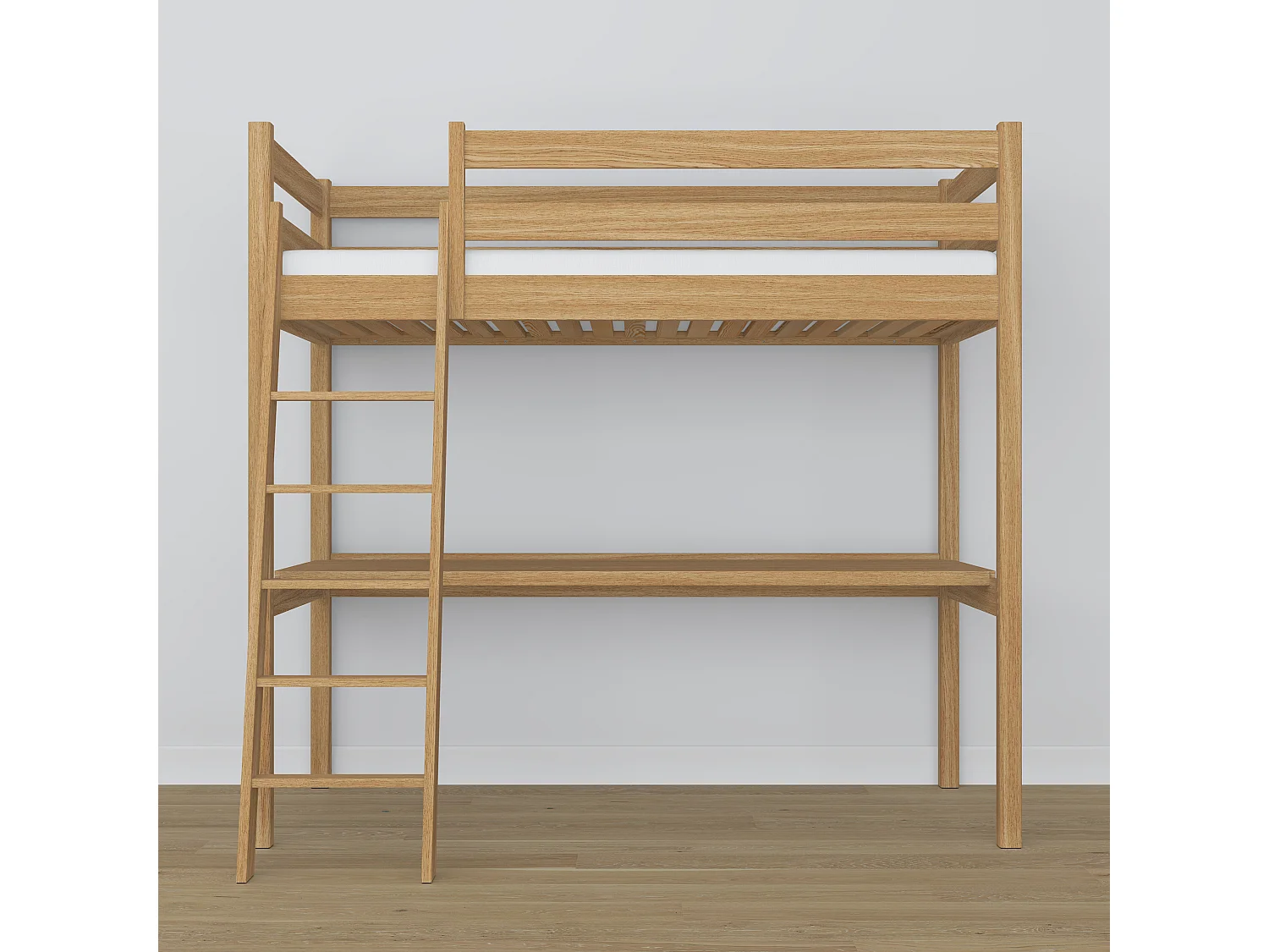 HOCHBETT N03 mit Schreibtisch Eiche Natur 90x190