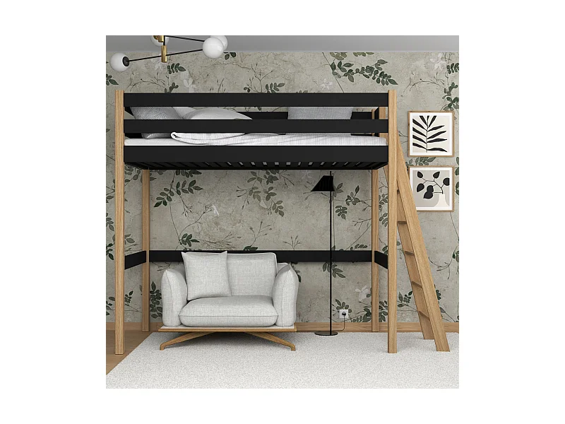 HOCHBETT N02 Schwarz / Eiche Natur 120x180