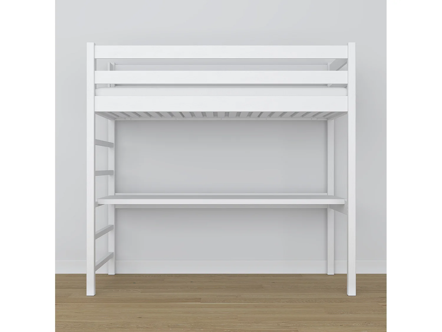 HOCHBETT N01 mit Schreibtisch Weiß 90x200