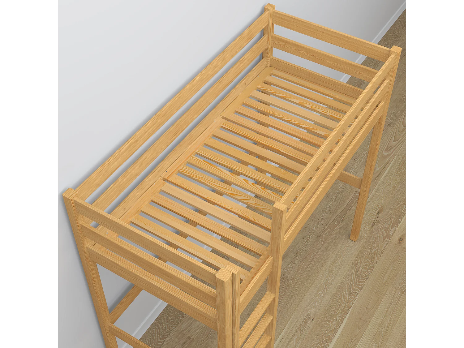 Lit mezzanine en bois N05 Pin Naturel 90x190