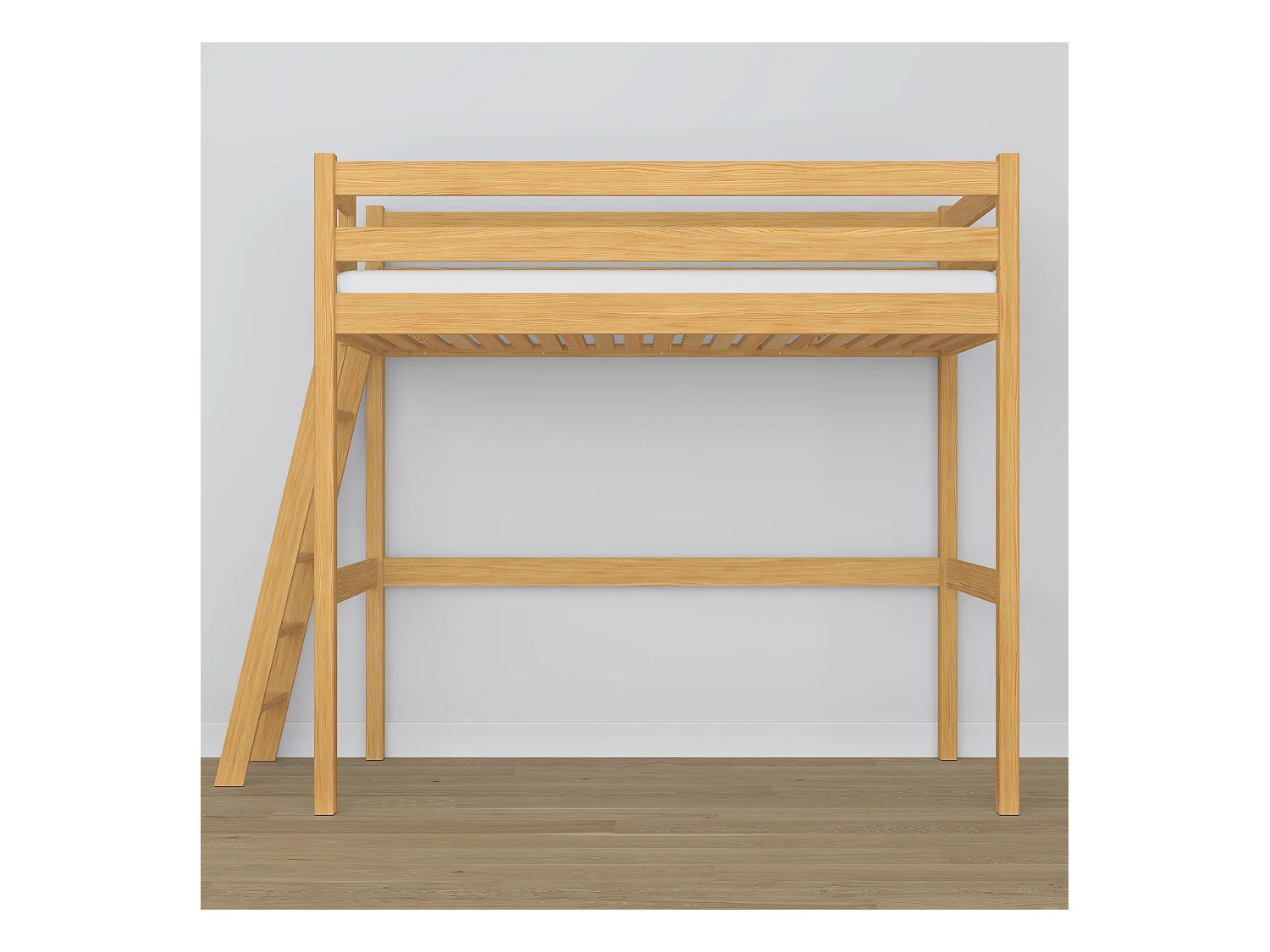 Lit mezzanine en bois N02 Pin Naturel 80x200