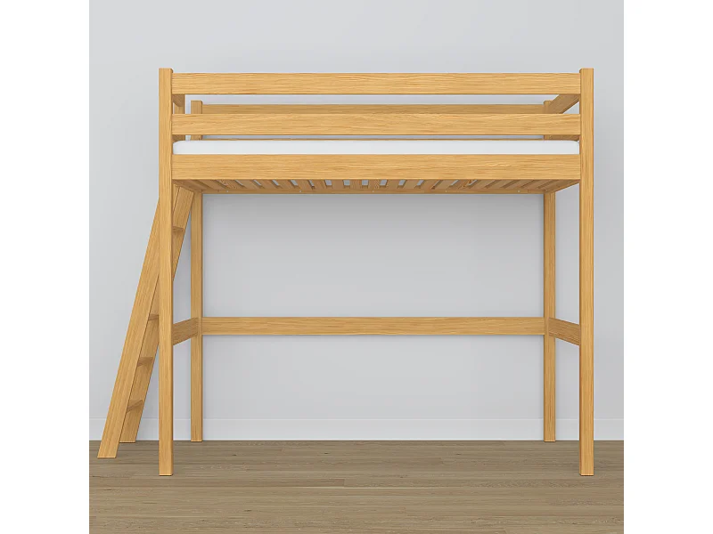 Lit mezzanine en bois N02 Pin Naturel 80x180