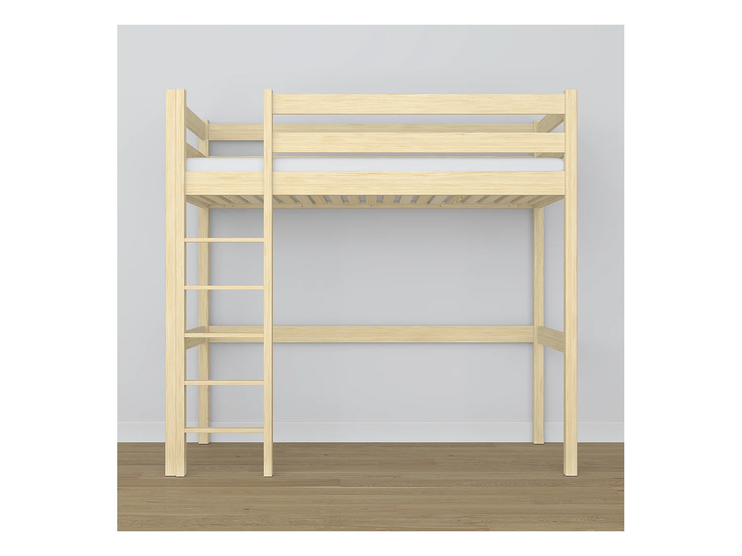 Lit mezzanine en bois N05 Pin Clair 90x190