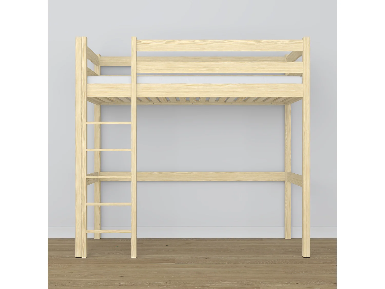 Lit mezzanine en bois N05 Pin Clair 90x190