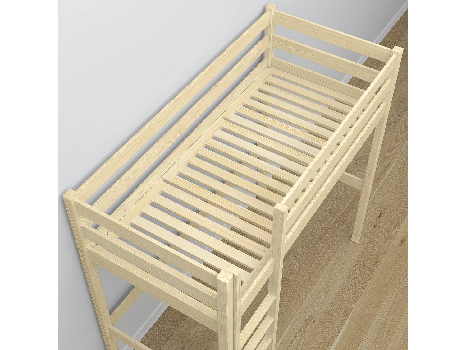 Lit mezzanine en bois N05 Pin Clair 90x190