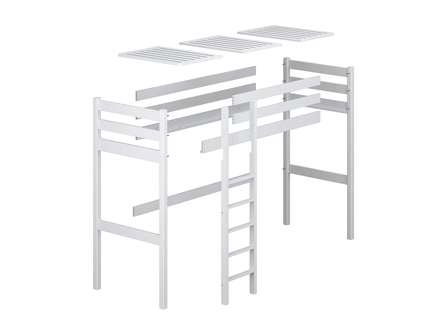 Lit mezzanine en bois N05 Pin Clair 90x190