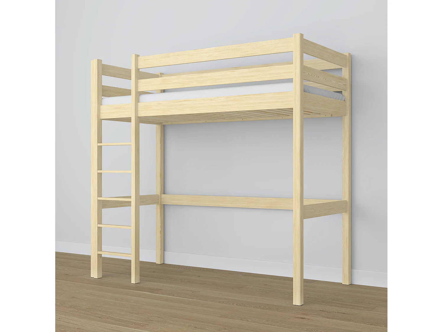 Lit mezzanine en bois N05 Pin Clair 90x190