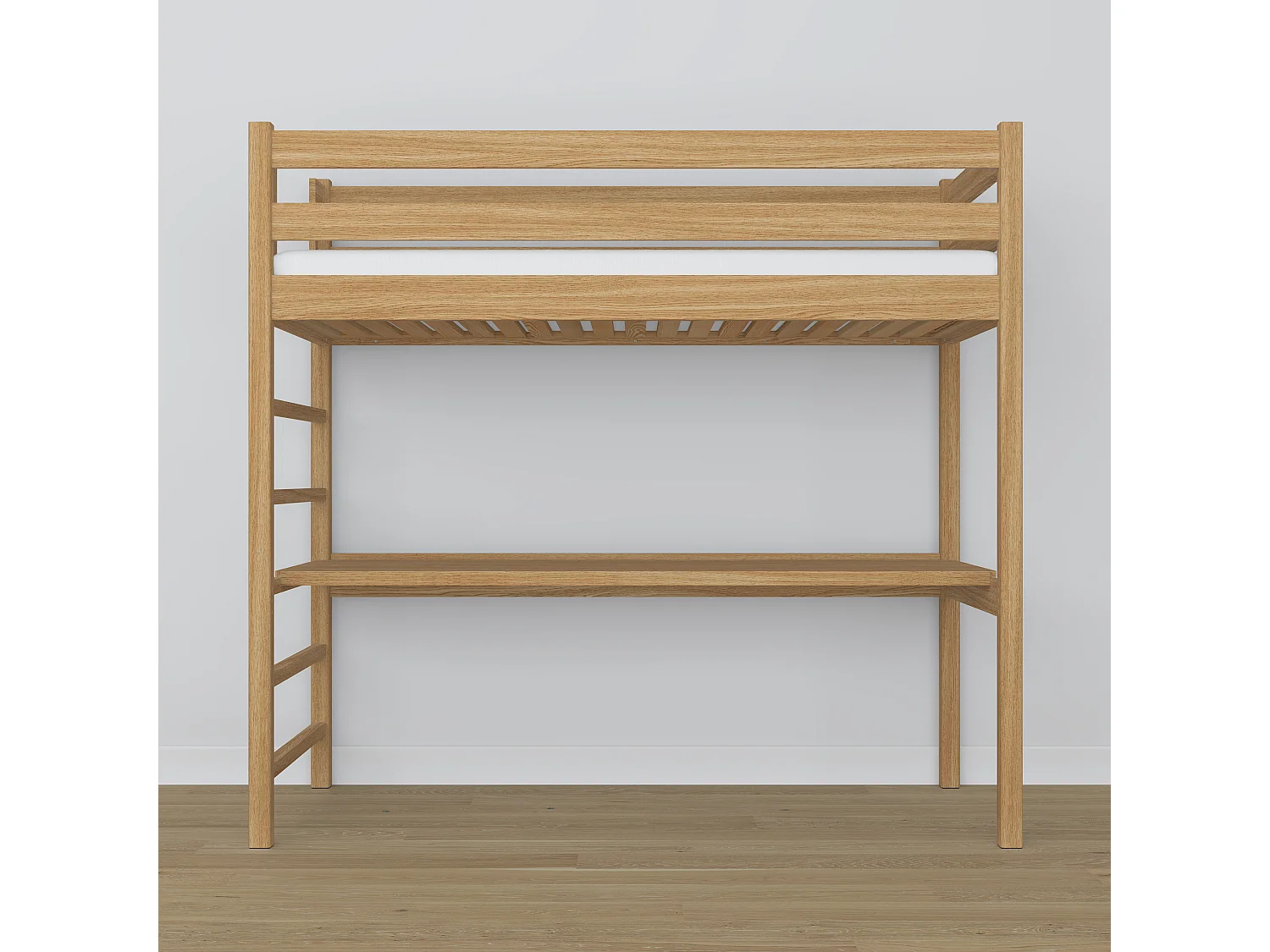 Lit mezzanine en chêne - avec bureau N01 Chêne Naturel 90x190