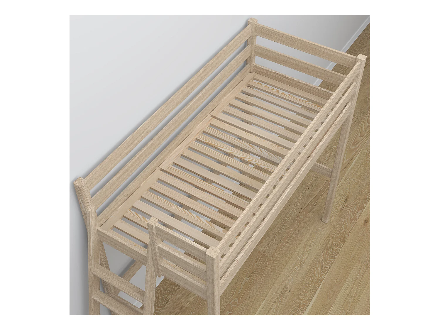 Lit mezzanine en chêne - avec bureau N02 Chêne Blanchi 90x190