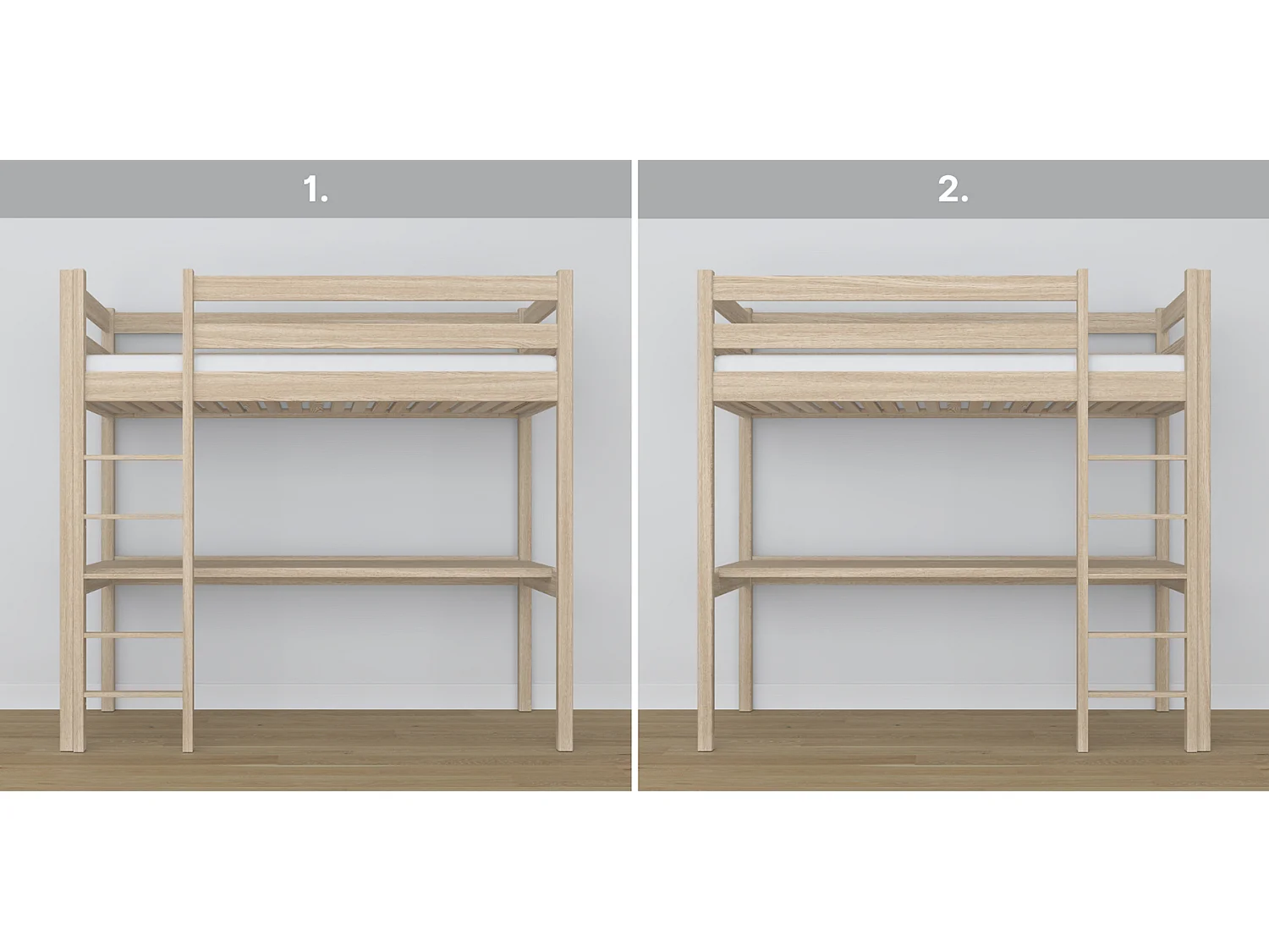 HOCHBETT N05 mit Schreibtisch Sonoma Eiche 100x190