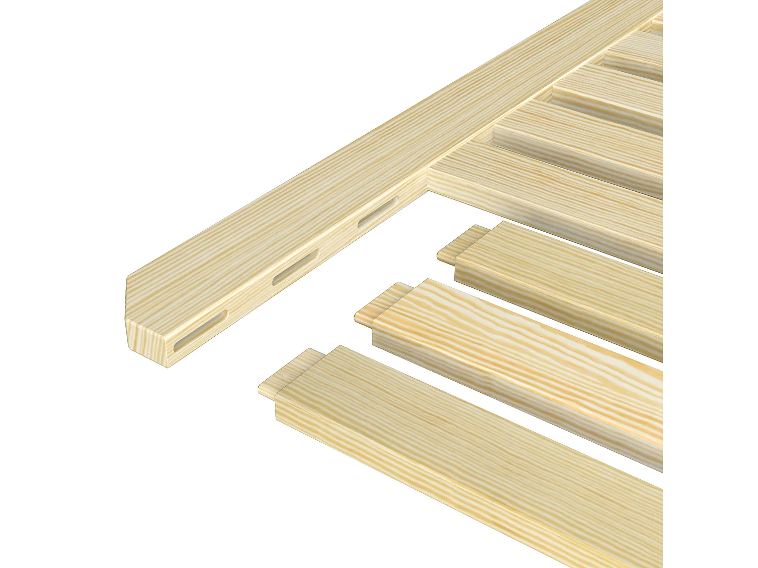 Lit mezzanine en bois N05 Pin Naturel 80x180