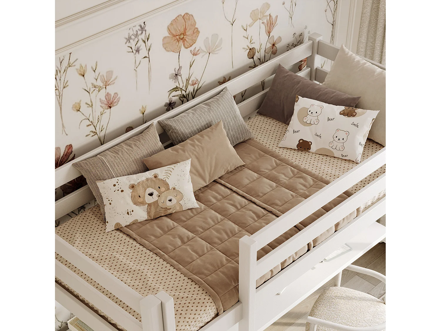 HOCHBETT N05 mit Schreibtisch Weiß 80x200