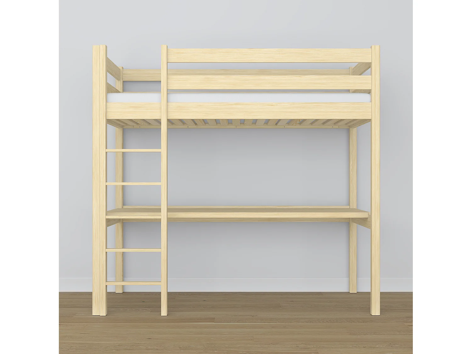 Lit mezzanine en bois - avec bureau N05 Pin Clair 120x200