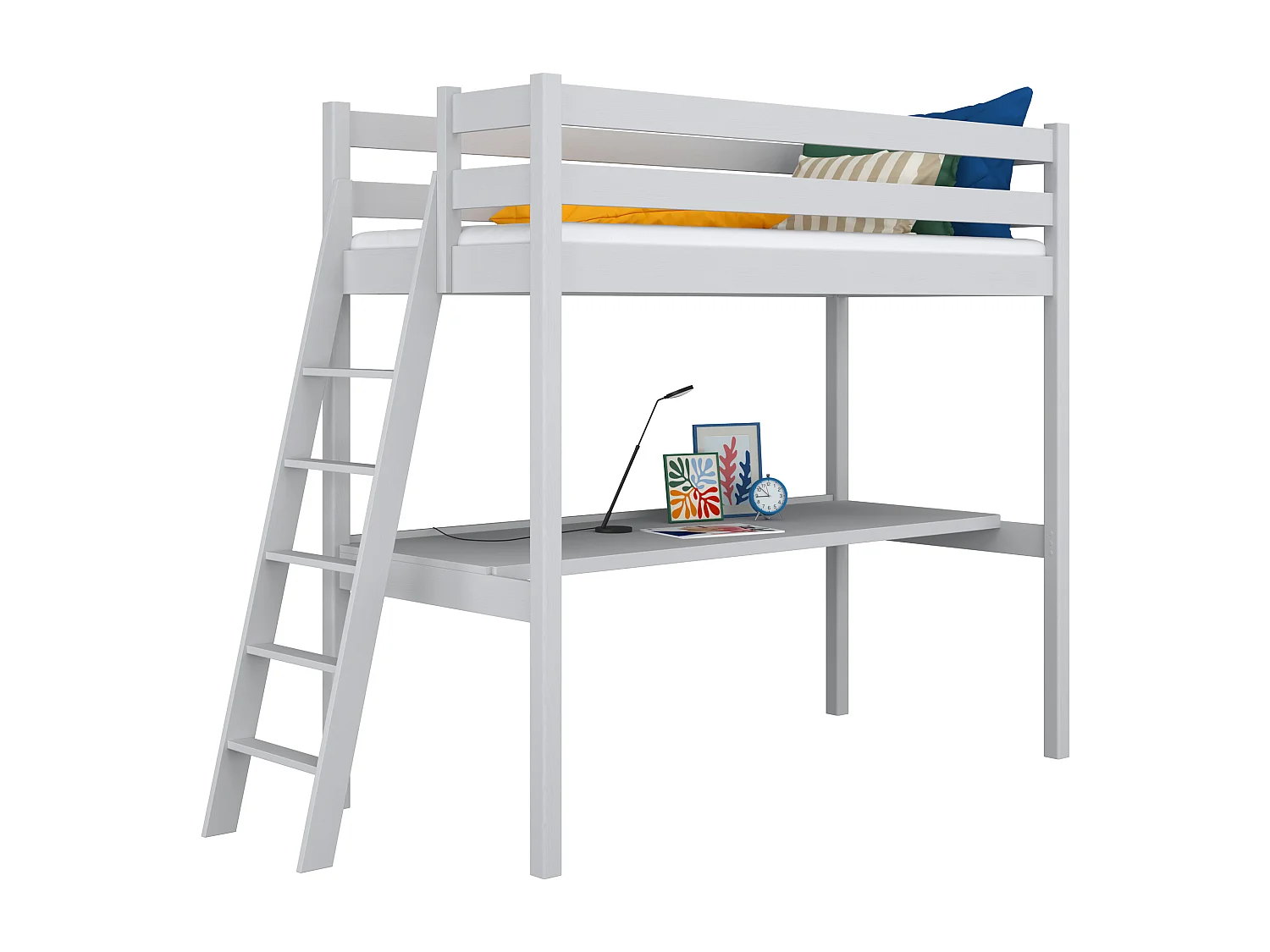 HOCHBETT N02 mit Schreibtisch Grau 120x190