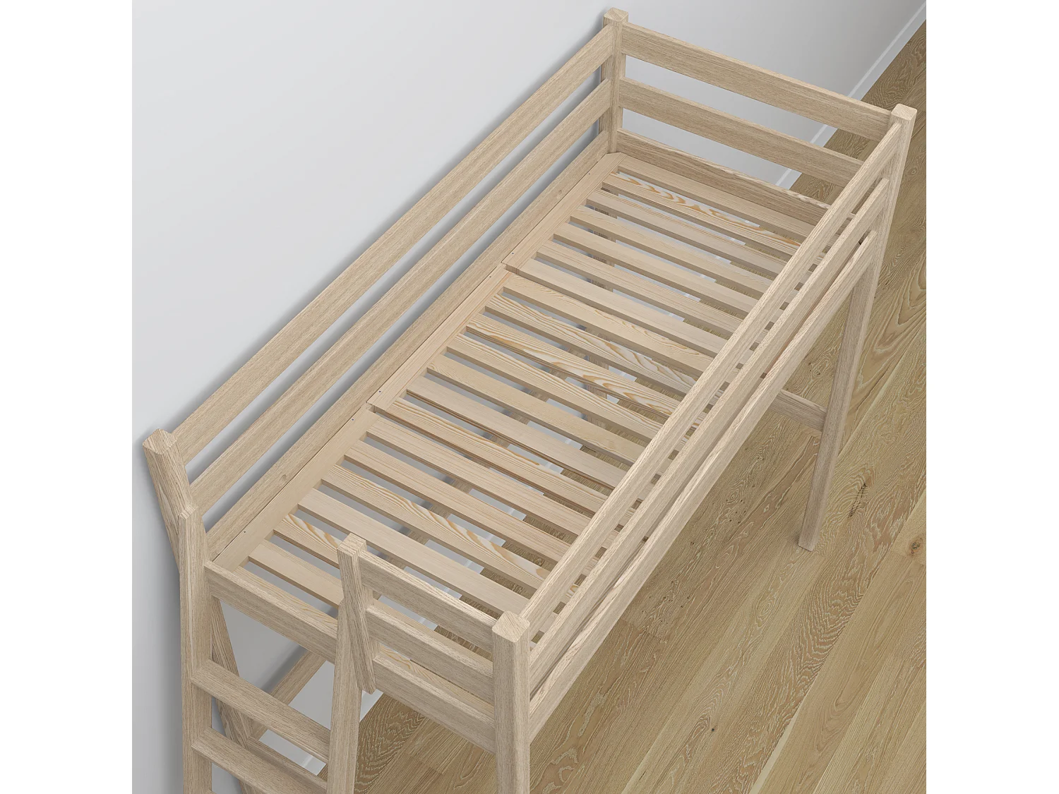 Lit mezzanine en chêne - avec bureau N02 Chêne Blanchi 80x180