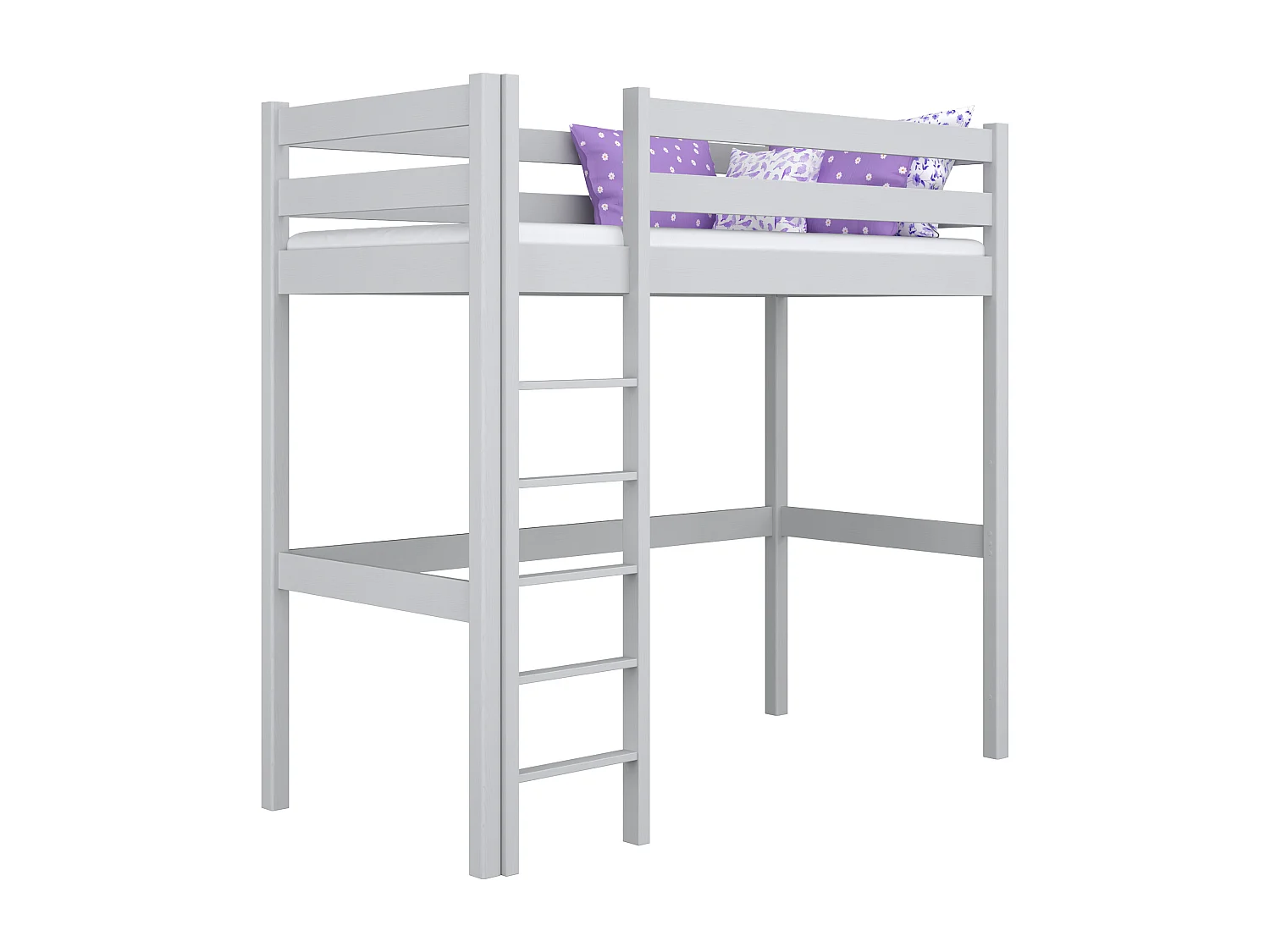 Lit mezzanine en bois N05 Gris 80x190