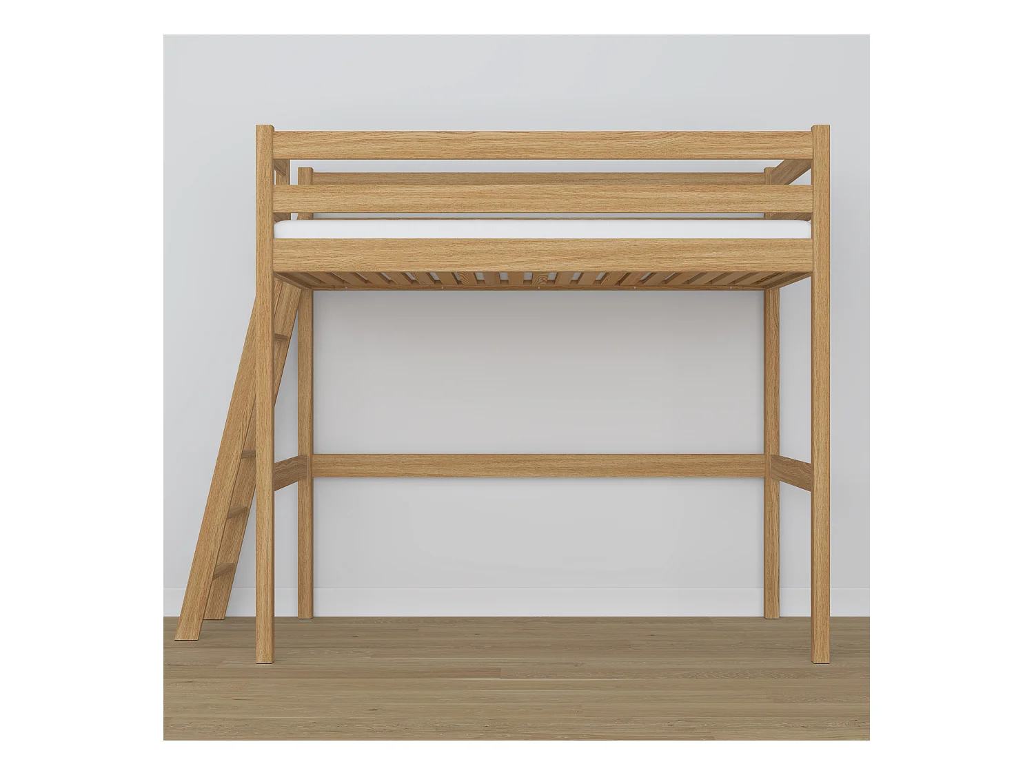 Lit mezzanine en chêne N02 Chêne Naturel 80x200