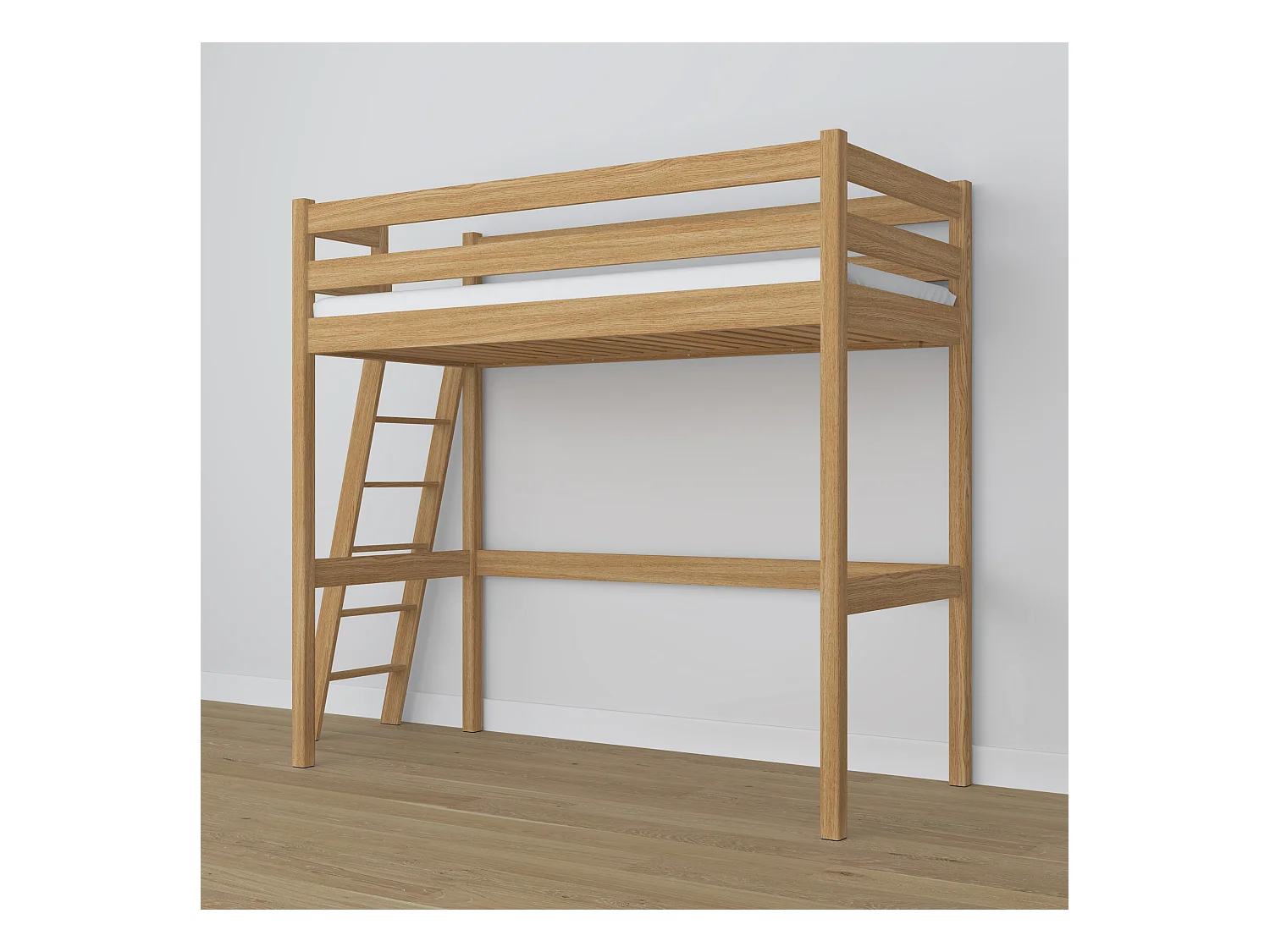 Lit mezzanine en chêne N02 Chêne Naturel 80x200