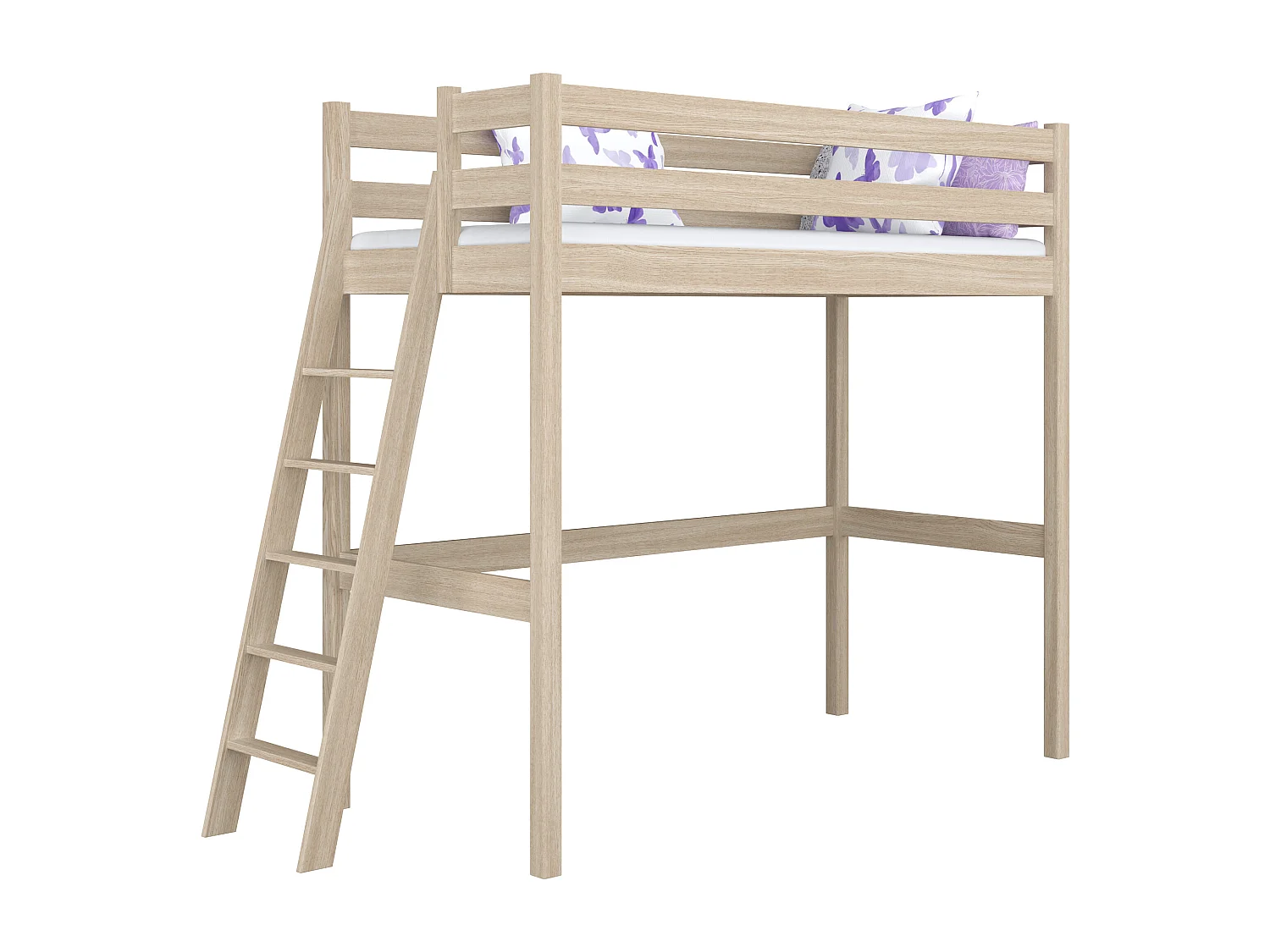 Lit mezzanine en chêne N02 Chêne Blanchi 100x190