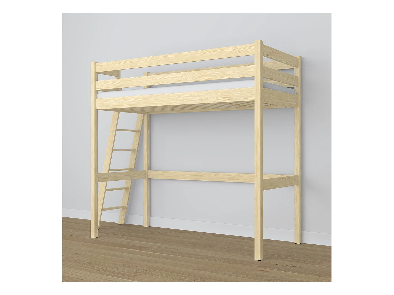 Lit mezzanine en bois N02 Pin Clair 90x200