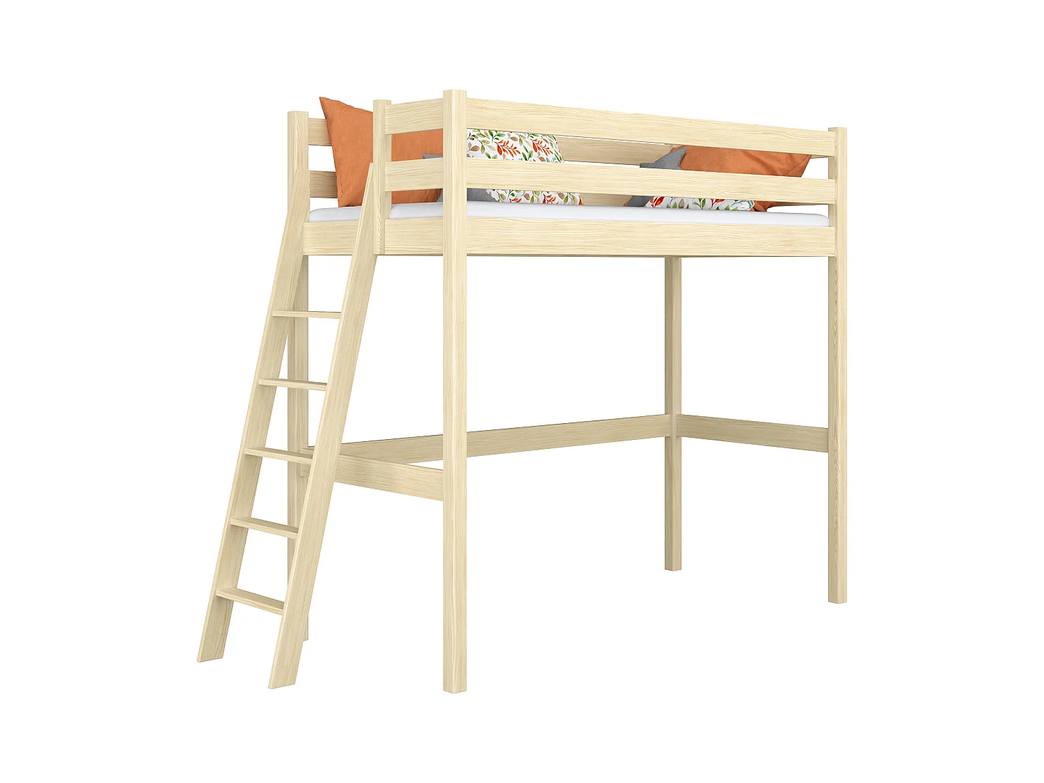 Lit mezzanine en bois N02 Pin Clair 90x200