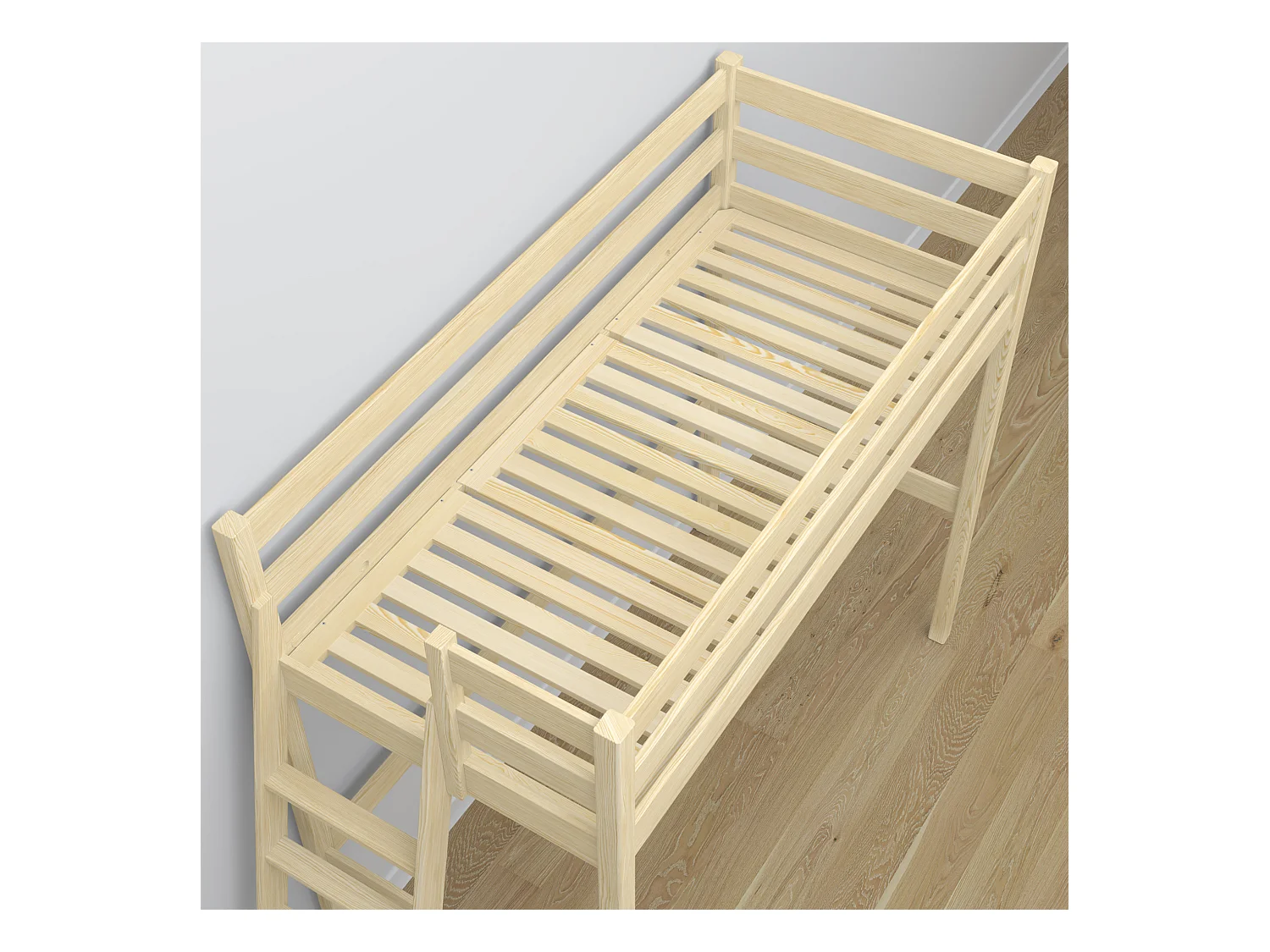 Lit mezzanine en bois N02 Pin Clair 90x200