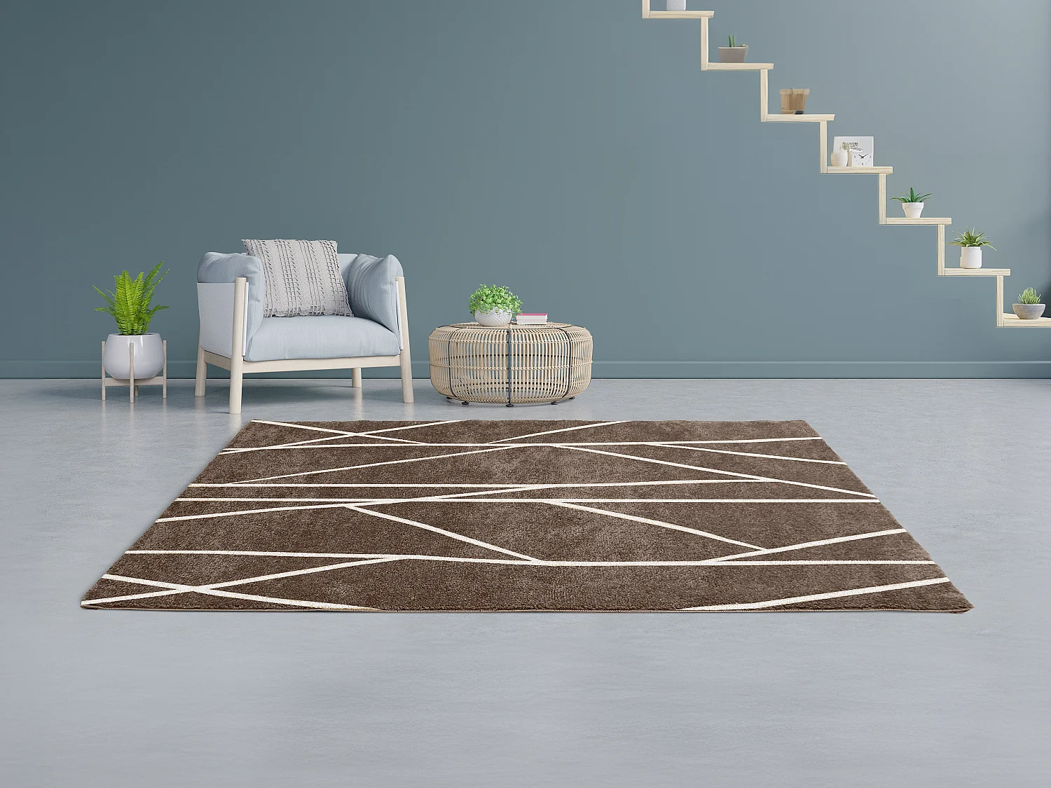 Dywan shaggy berberyjski z asymetrycznym wzorem - 160 x 230 cm - Beżowy i biały - BARDIO