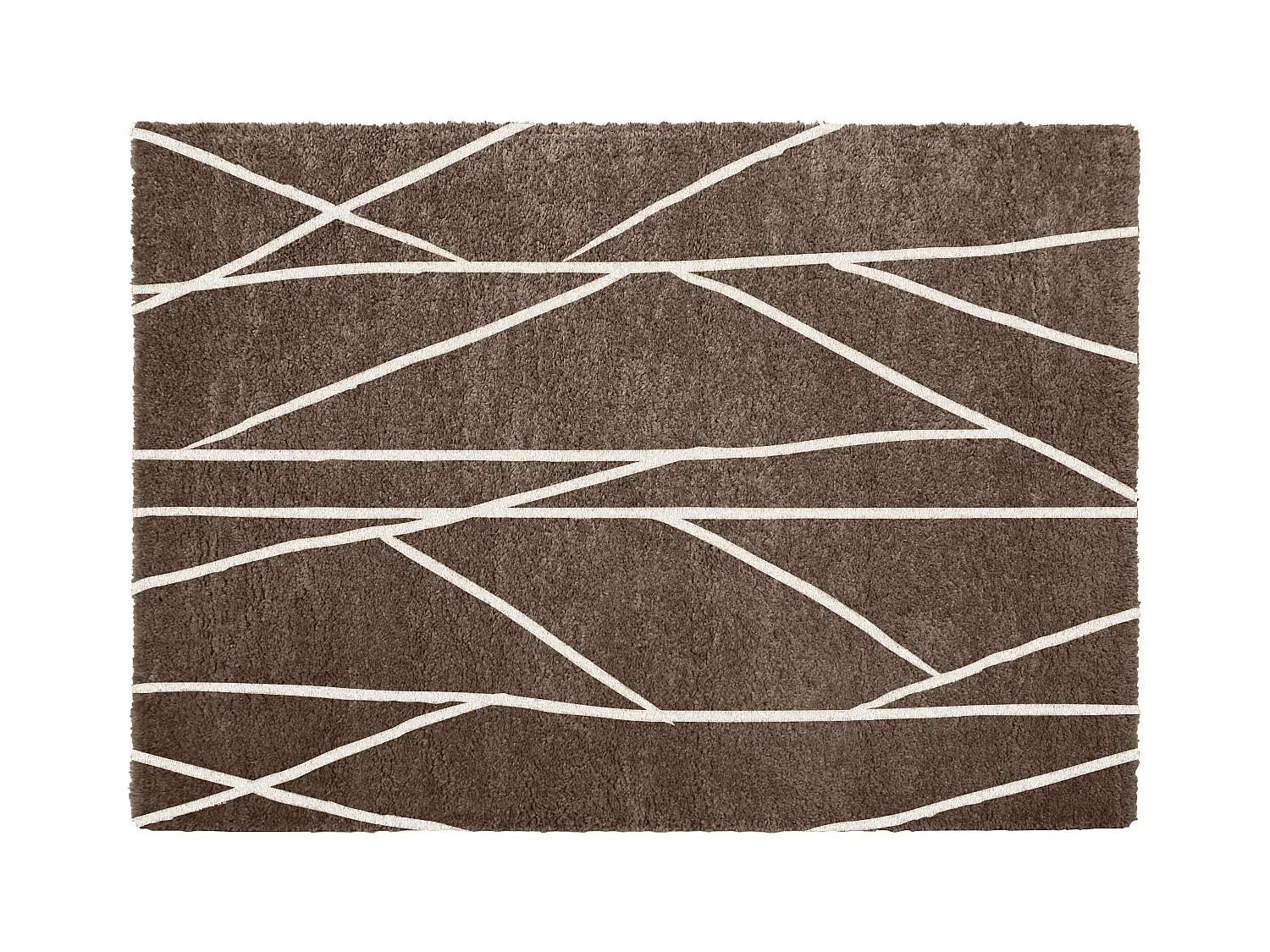 Alfombra bereber de estilo shaggy con líneas asimétricas - 160 x 230 cm - Beige y blanco - BARDIO