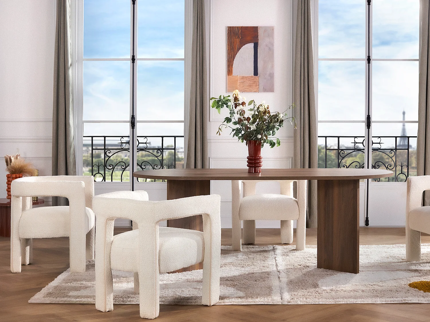 Tapis  shaggy à motifs abstraits - 160 x 230 cm - Beige et crème - MYNIO