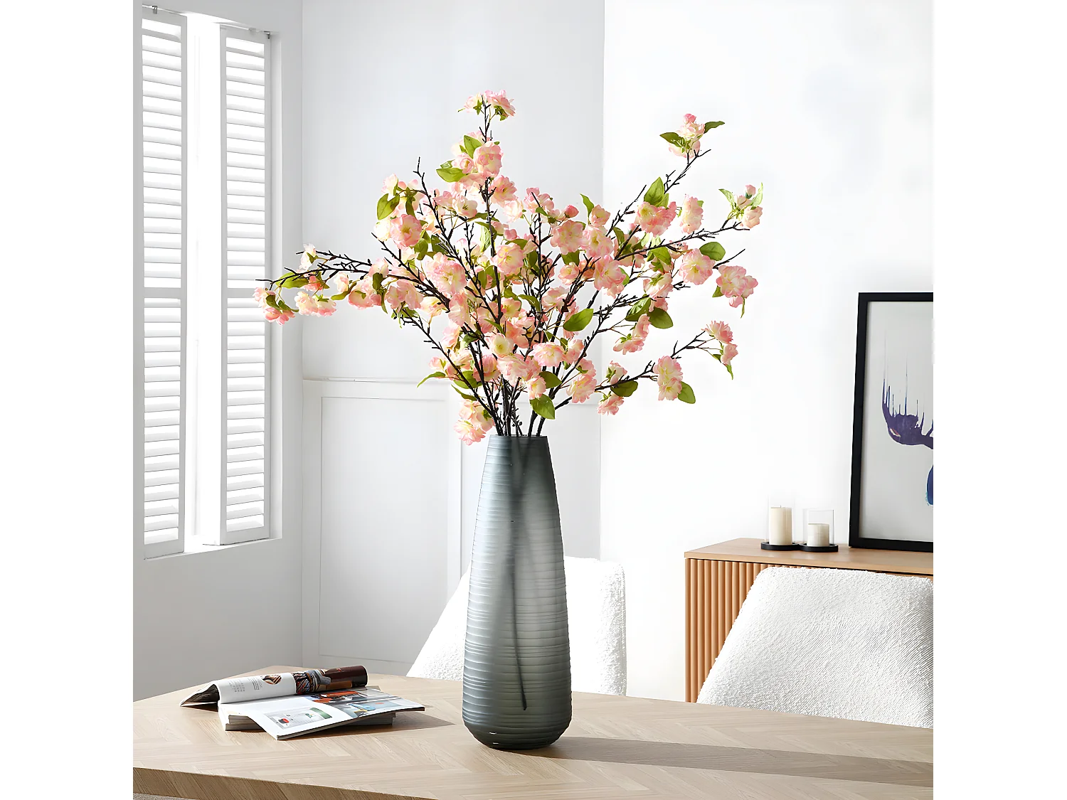 Tige de Fleurs de Cerisier - Blanc / 100 cm