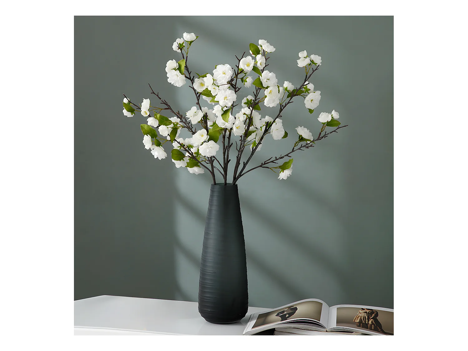 Tige de Fleurs de Cerisier - Blanc / 100 cm