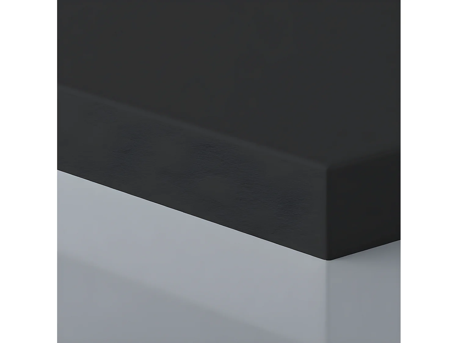 Mineralguss-Duschwanne extra flach PURE Schieferoptik schwarz 100x140 cm Edelstahl in gleicher Farbe