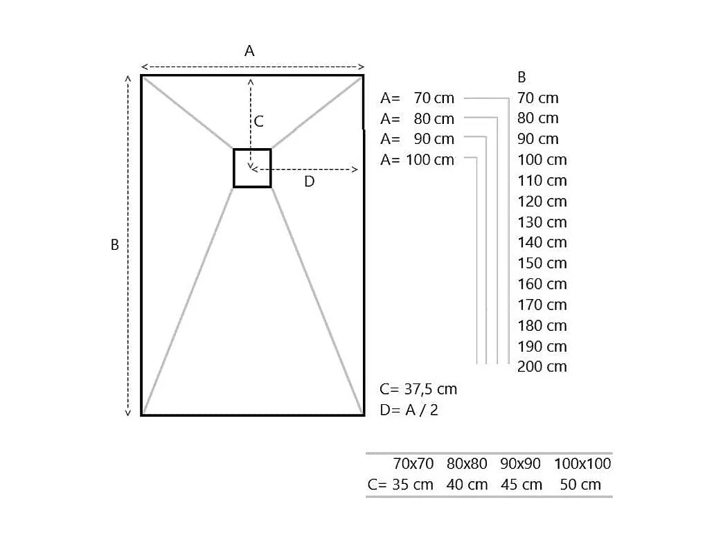 Receveur de douche 100 x 180 cm extra plat PURE en résine surface ardoisée blanc Grille blanche