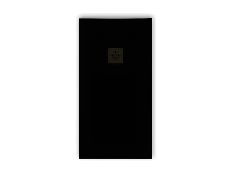Receveur de douche 80 x 160 cm extra plat PURE en résine surface ardoisée noir Grille noire