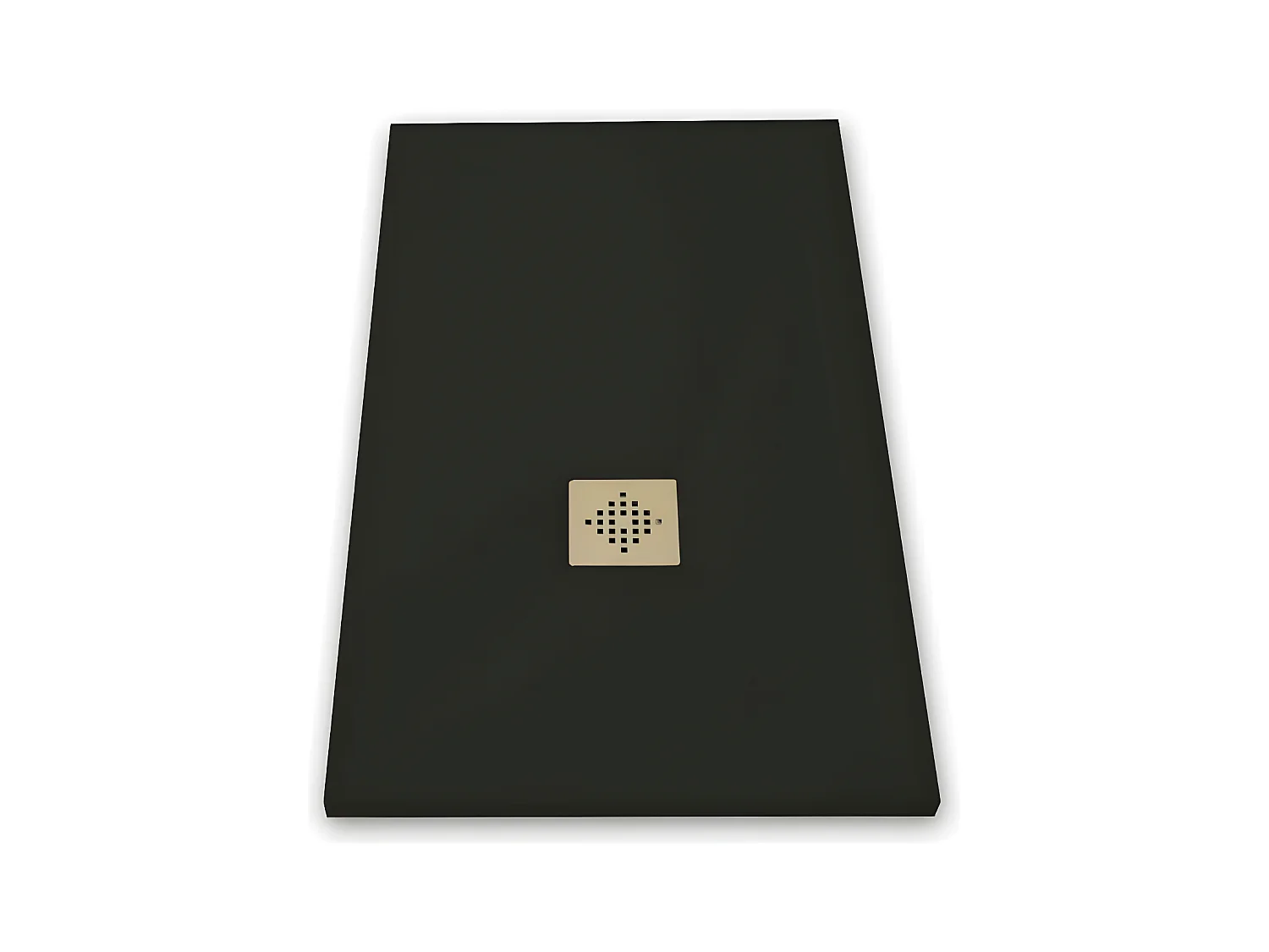 Receveur de douche 80 x 130 cm extra plat PURE en résine surface ardoisée noir Grille noire