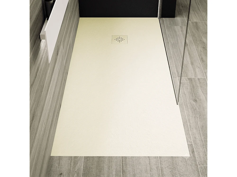 Piatto doccia ultrasottile 80 x 130 cm PURE in resina finitura ardesia beige