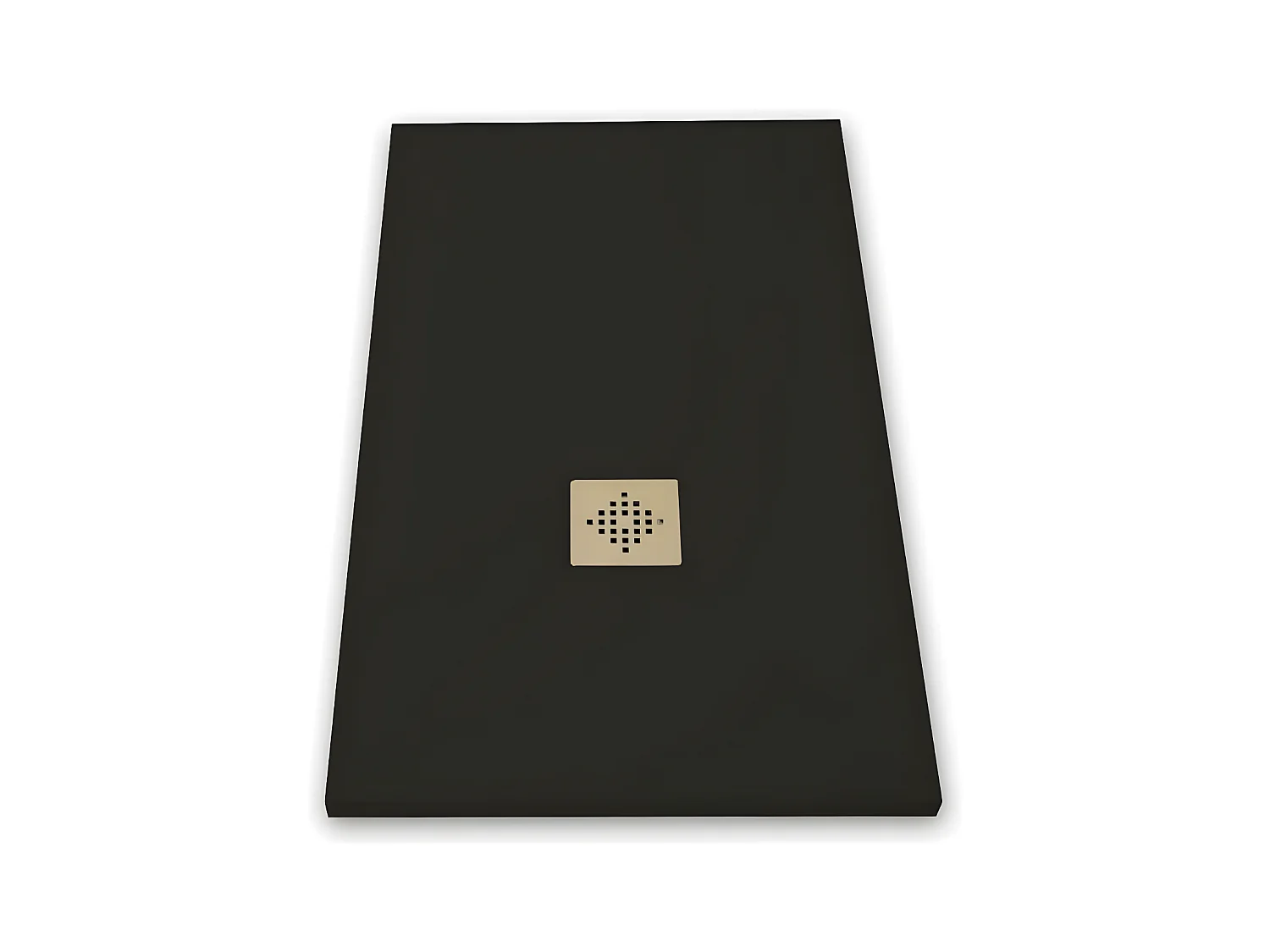 Receveur de douche 70 x 70 cm extra plat PURE en résine surface ardoisée noir Grille noire