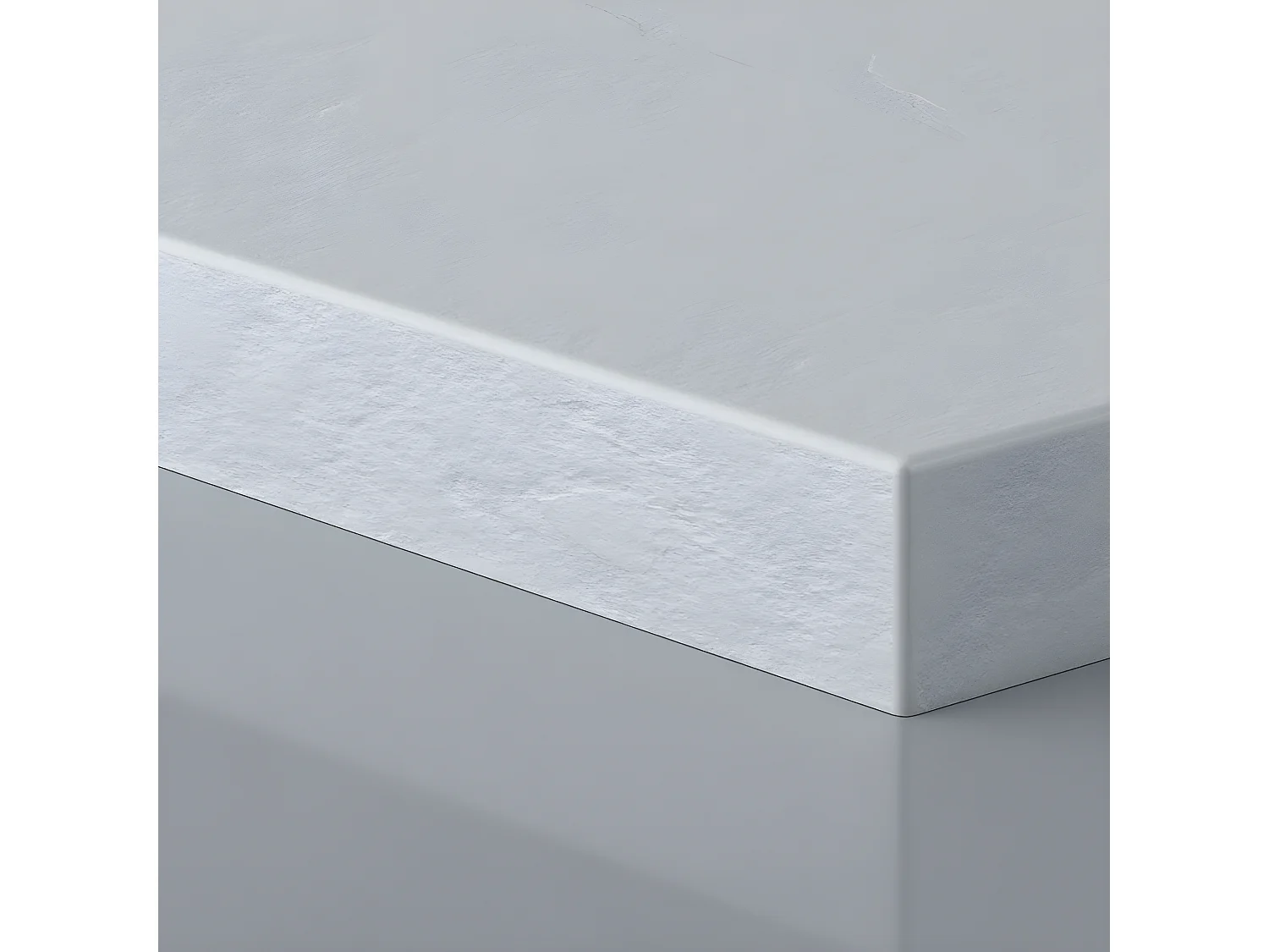 Mineralguss-Duschwanne extra flach PURE Schieferoptik weiß 90x200 cm Edelstahl in gleicher Farbe